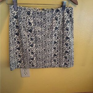 Floral Print Skirt - Black and White